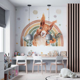 Rainbow Squirrel Wallpaper for Kids Room Decor Woodland Theme Wall Mural